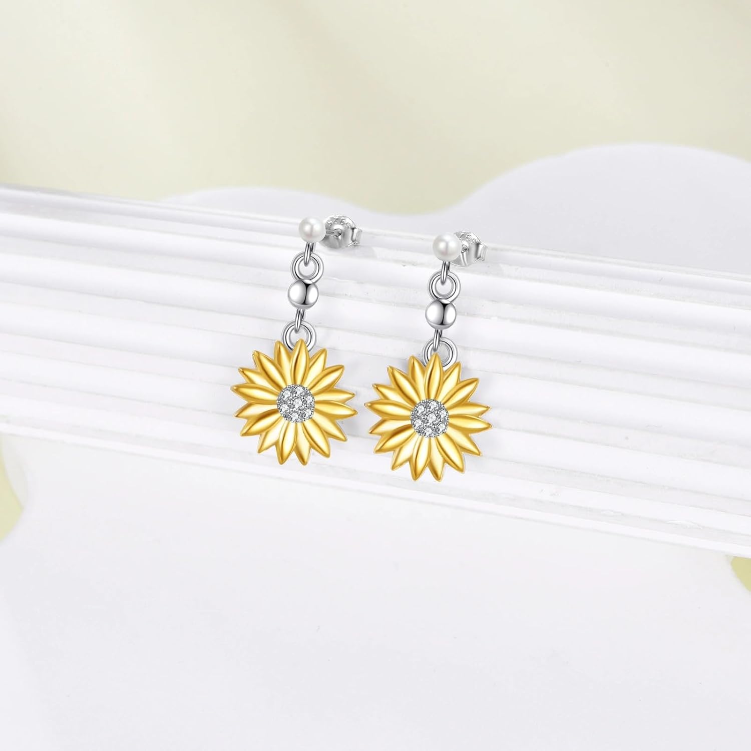 Sunflower/Daisy/Lotus Earrings for Women 925 Sterling Silver Flower Dangle Drop Earrings Jewelry Gifts for Women - Image 2