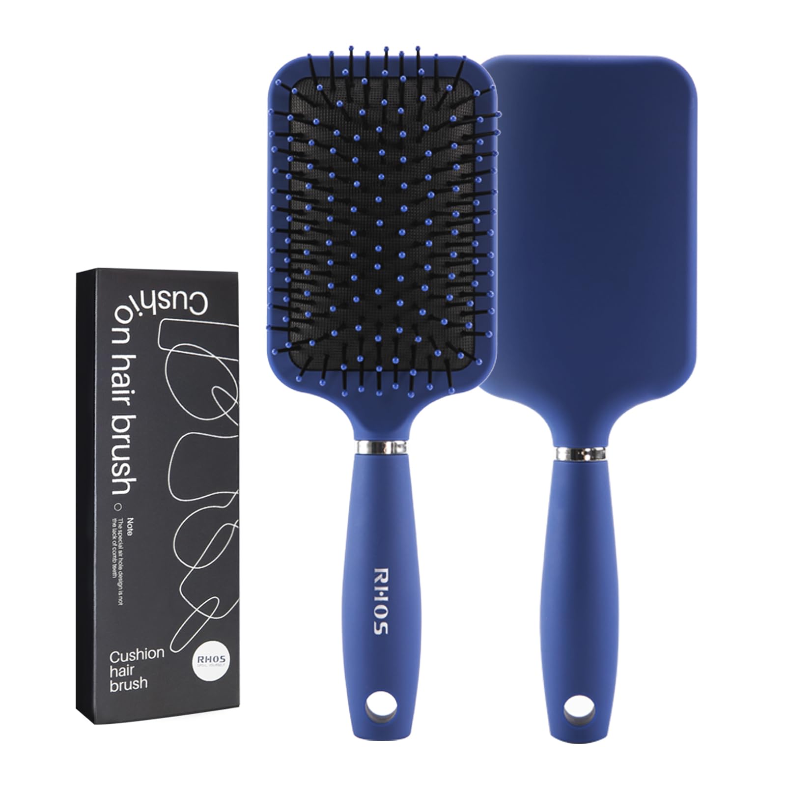 RHOS Paddle Hair Brush for Men-Detangler Brush with Nylon Bristles for Thin,Short,Thick Hairs-Square Cushion Hair Brush for Detangling,Smoothing,