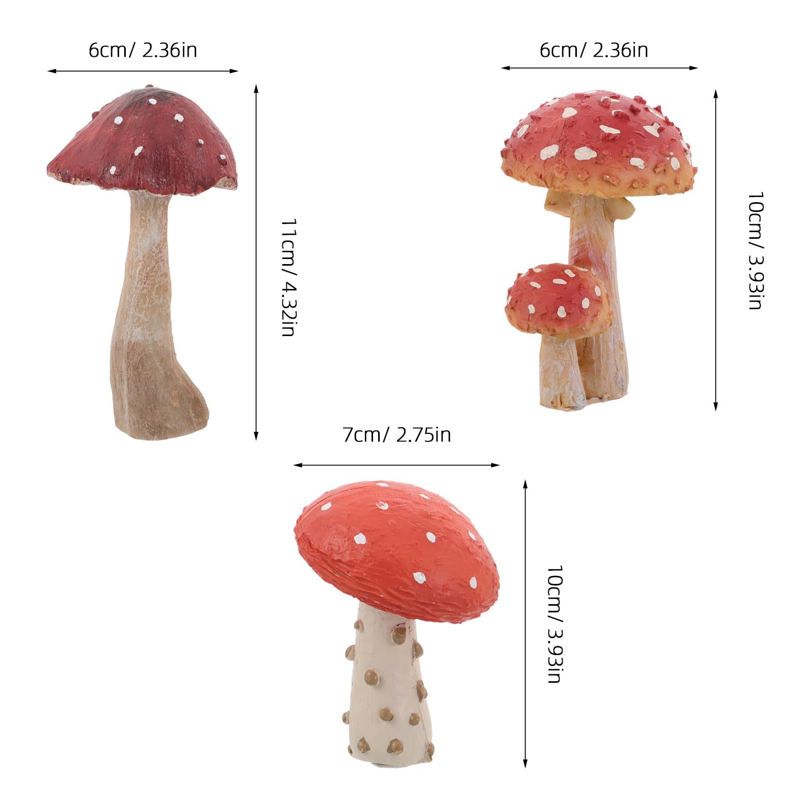 NUOBESTY Decorazioni per Giardino Esterno di Statuette Fungo 3 Pezzi Rosso in Resina Leggere e Versatili, per Festa Estiva su Patio e Prato