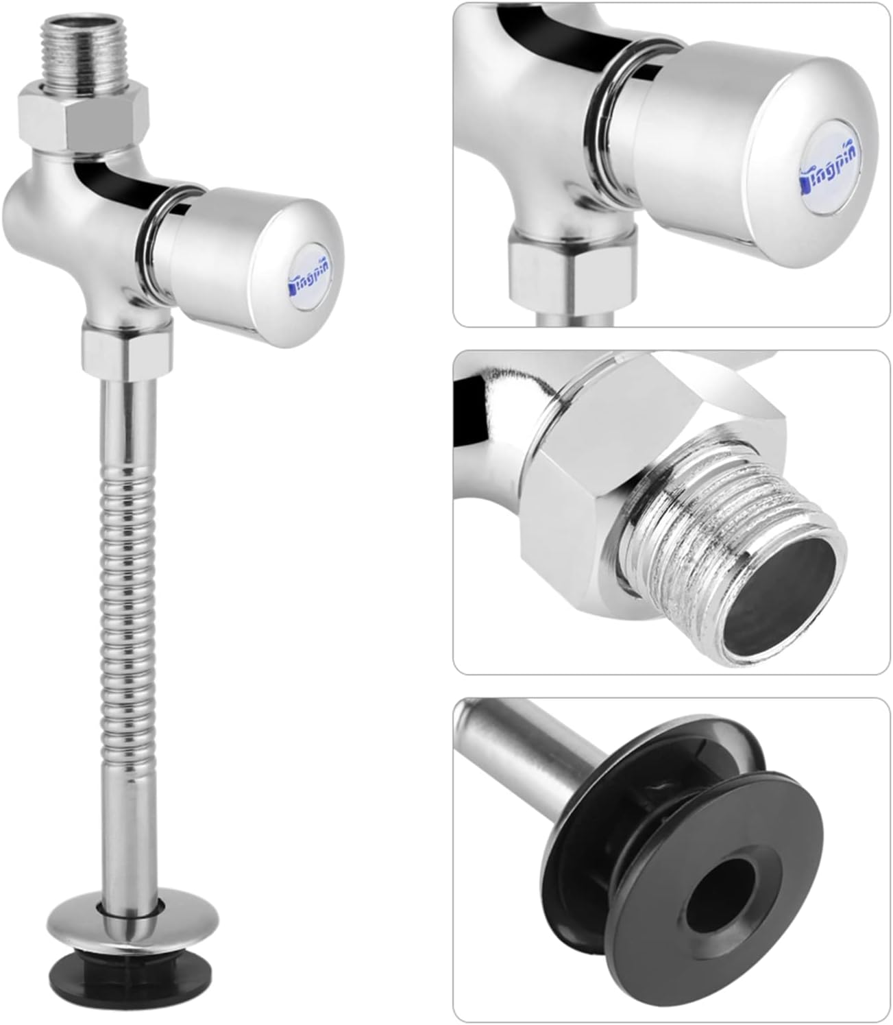 Urinal Flush Valve,Toilet Urinal Flush Valve Wall Mounted Button Type with 0.8Gpf Manual Automatic Shutoff Flush Valve (1)