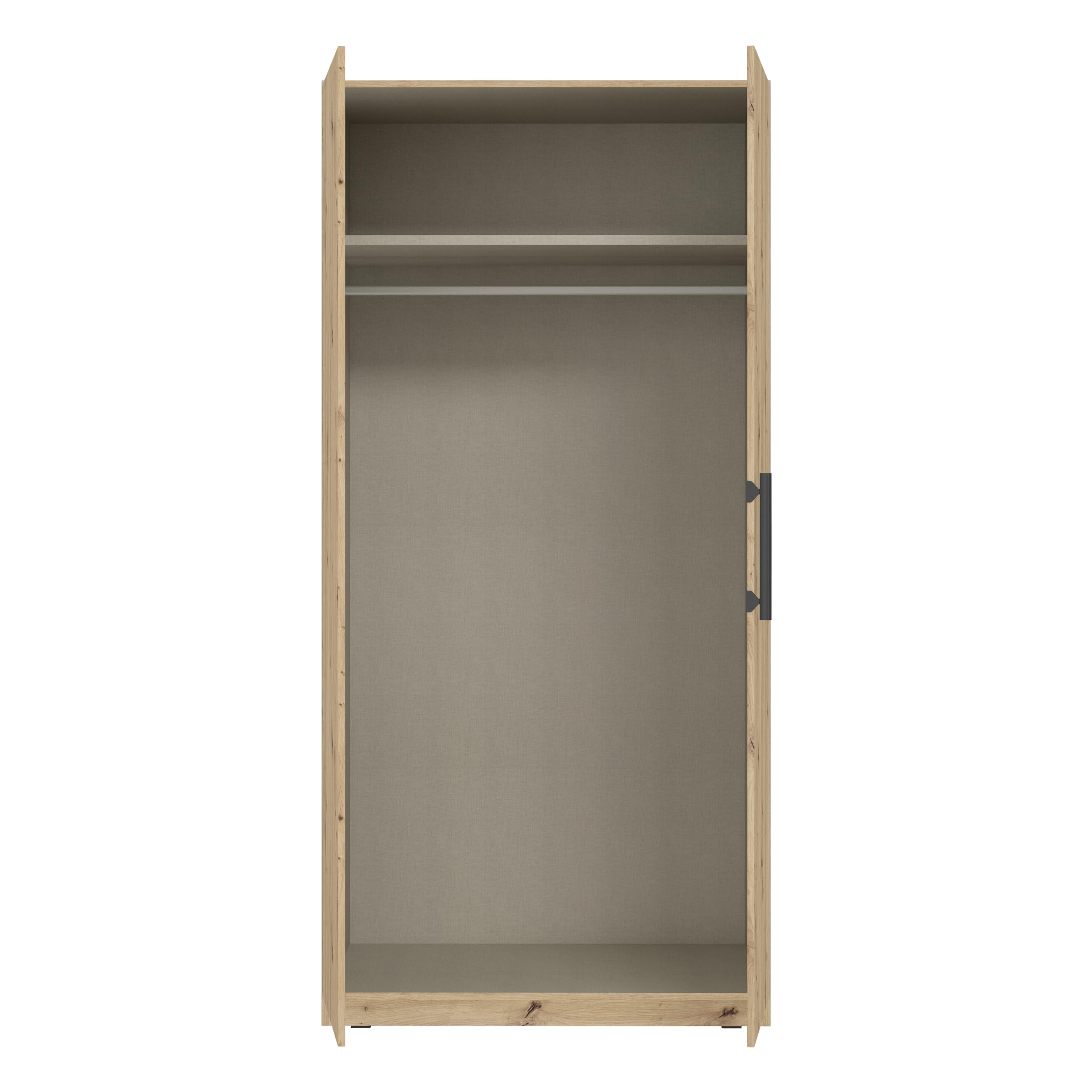 FORTE CADIXO Kleiderschrank 100, 2-türiger Drehtürenschrank, Holzwerkstoff, Artisan Eiche Dekor, 100,9 cm breit, 212,9 cm hoch, 58,9 cm tief