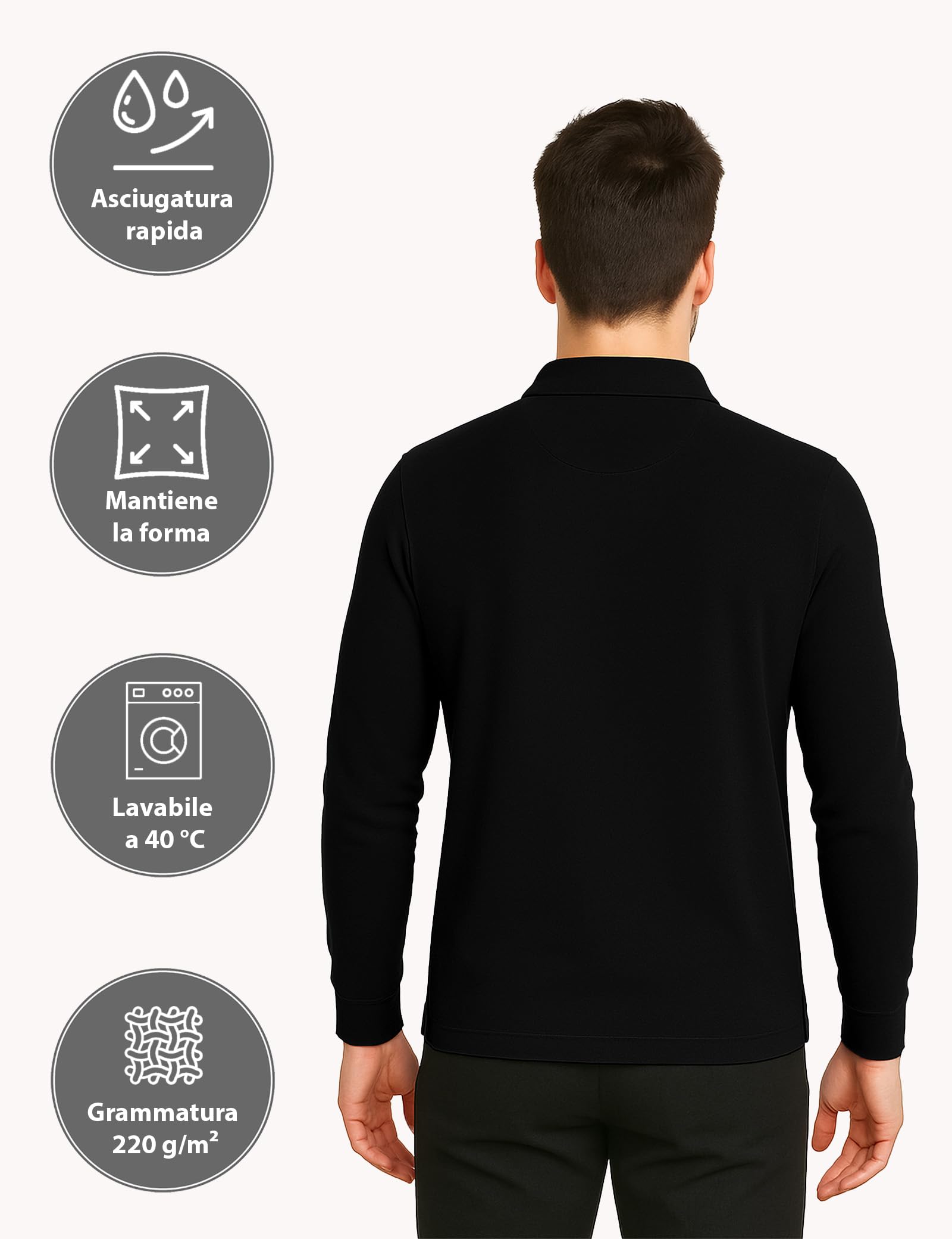 ALPIDEX Set da 2 Polo Uomo Manica Lunga 100% Cotone Maglietta Classico Casual Tinta Unita S M L XL XXL 3XL 4XL 5XL