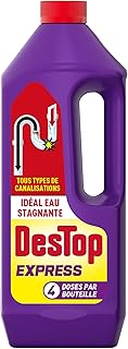 Destop Express Gel Déboucheur Canalisation 4 doses - Idéal eau stagnante - Tous types de canalisations - Produit Canalisation 950ml