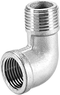 sourcing map Stainless Steel 201 Cast Pipe Fittings 90 Degree Elbow 1/2 BSPT Female X 1/2 BSPT Male Thread