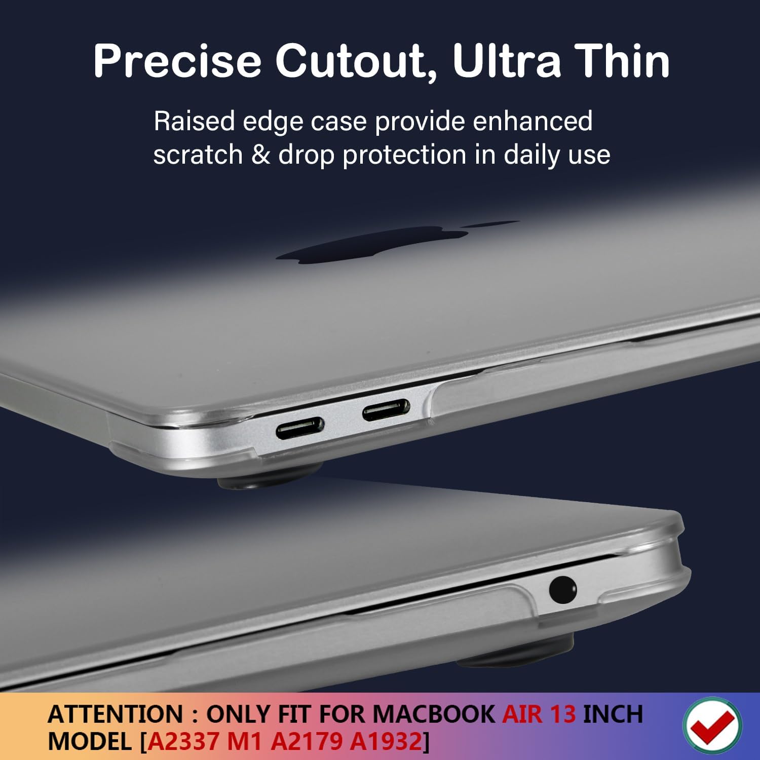 CISSOOK for MacBook Air 13 inch M1 Case 2021 2020-2018 Release, Durable and Flexible [Ultra Thin Match Color] Matte Gray Shell Case for 13 inch A2337 A2179 A1932 Model with Touch ID, Gray Clear