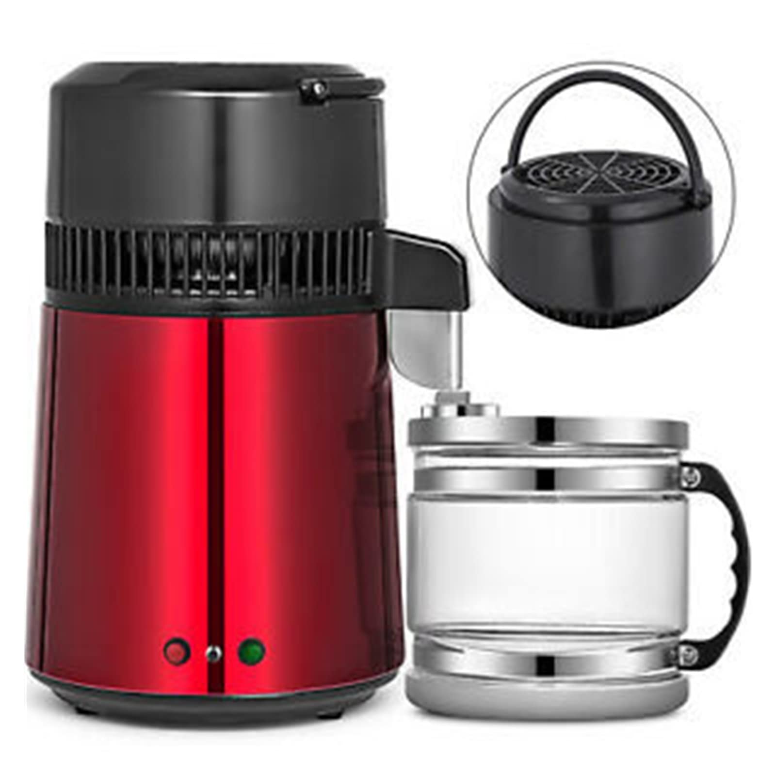 4L Pure Water Filter 304 Stainless Steel Home Water Bottle Drinking Distiller Electric Dental Filtration Purifier(Rosso)