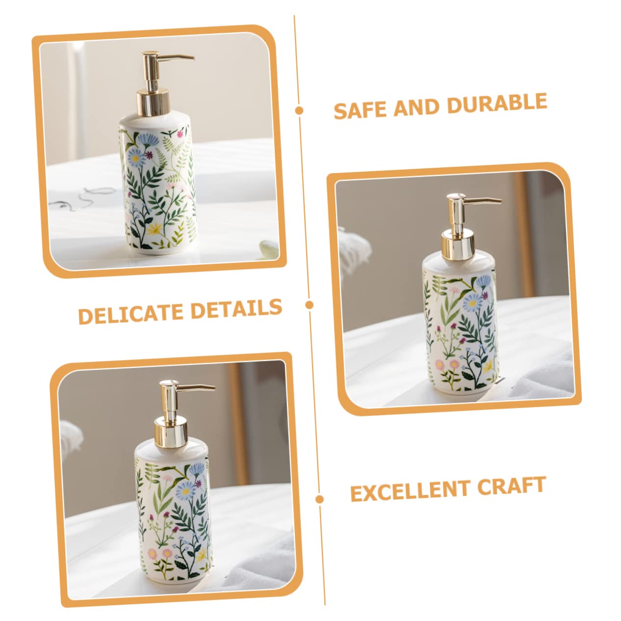 Dispensador de Loción Cerámico 430ml Bomba, Estampado Floral