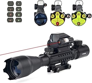 4-16x50 Tactical Rifle Scope Red/Green Illuminated Range Finder Reticle W/Red/Green Laser and Holographic Reflex Dot Sight (12 Month Warranty) - THEA