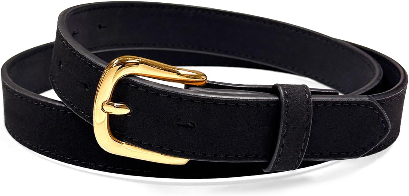 Silver or Gold Buckle Genuine Suede Leather Casual Dress Jean Belt 1"(25mm) Wide