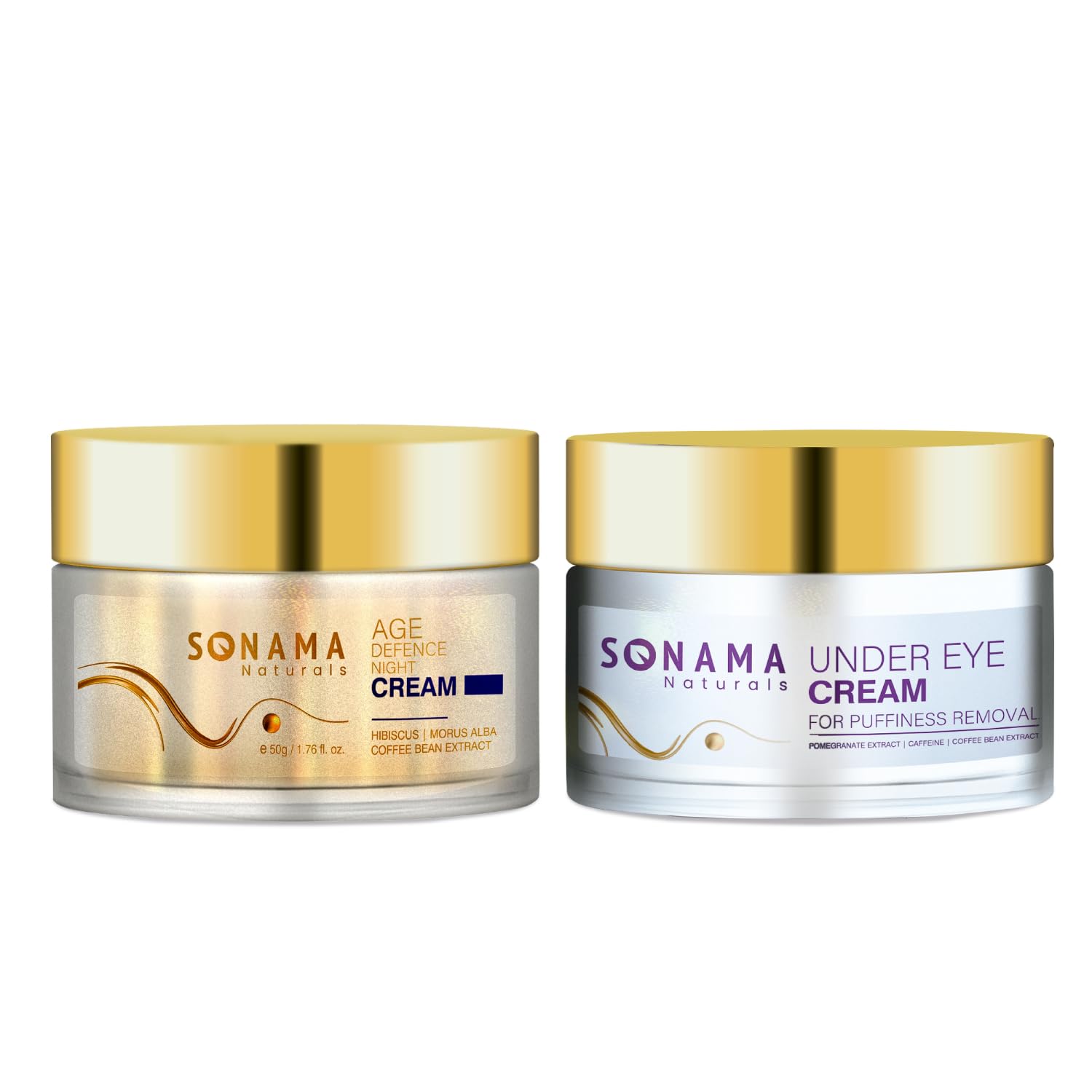 Sonama Naturals Under Eye Cream For Puffiness, Fights Dark Circles and Age Defence Night Cream, Reduce Fine Lines & Wrinkles for Youthful Skin