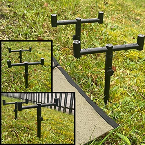 Lot de 2 cannes à pêche à la carpe avec sac - 2 bâtons de 20 à 30 cm - 2 barres de 13 cm - Noir