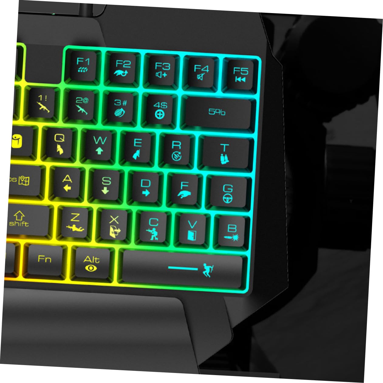 KOMBIUDA Set Tastiera e Mouse da Gaming Retroilluminati con Tastiera Piccola una Mano in Abs Nero, Facile da Installare per Home Entertainment e Dorm