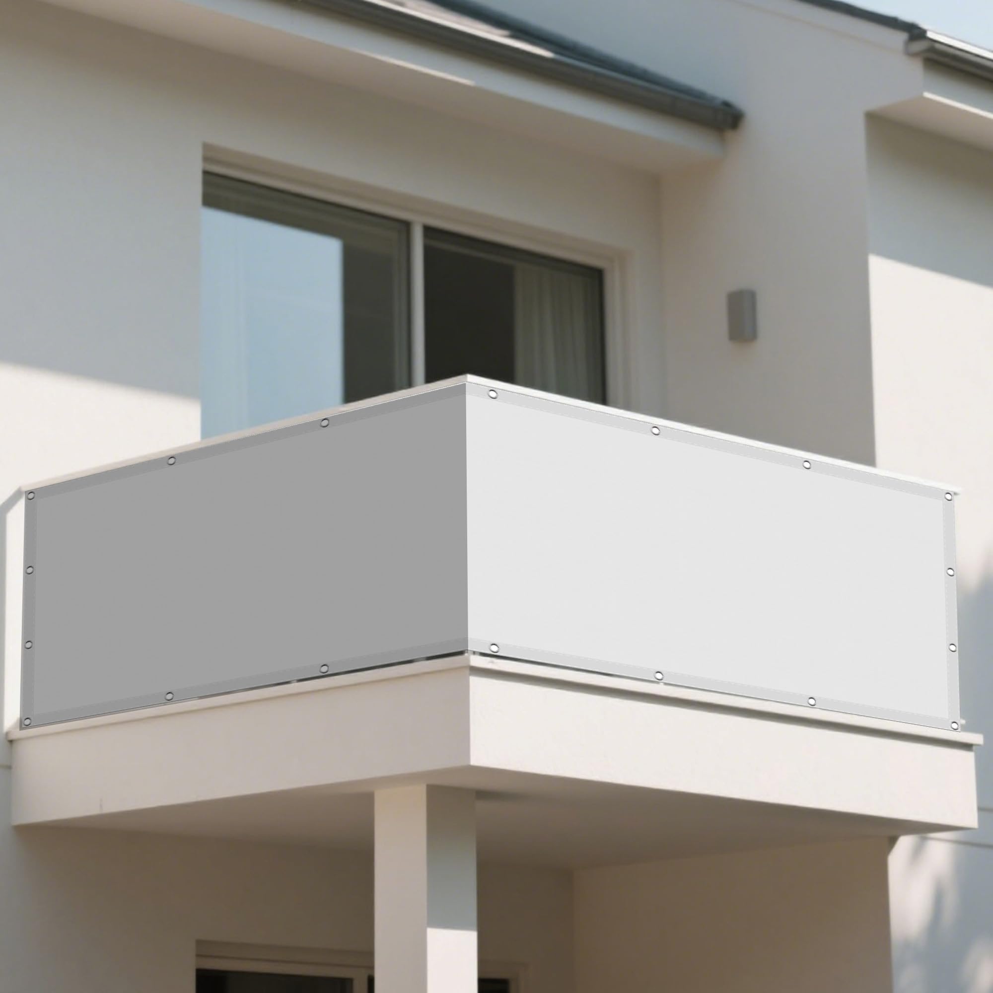 Voile d'ombrage 2x7m blanc résistant à la déchirure pour jardin et terrasse extérieure