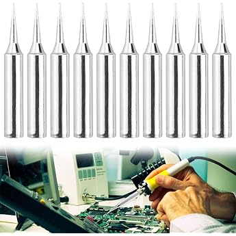 Pack of 10 Soldering Iron Tips 900M-T-I Soldering Tips Replacement Soldering Tips Sharp Soldering Iron Tips Copper Soldering Tips Lead-Free Soldering Tips Set for 936 937 938 969 8586 852D Soldering Station