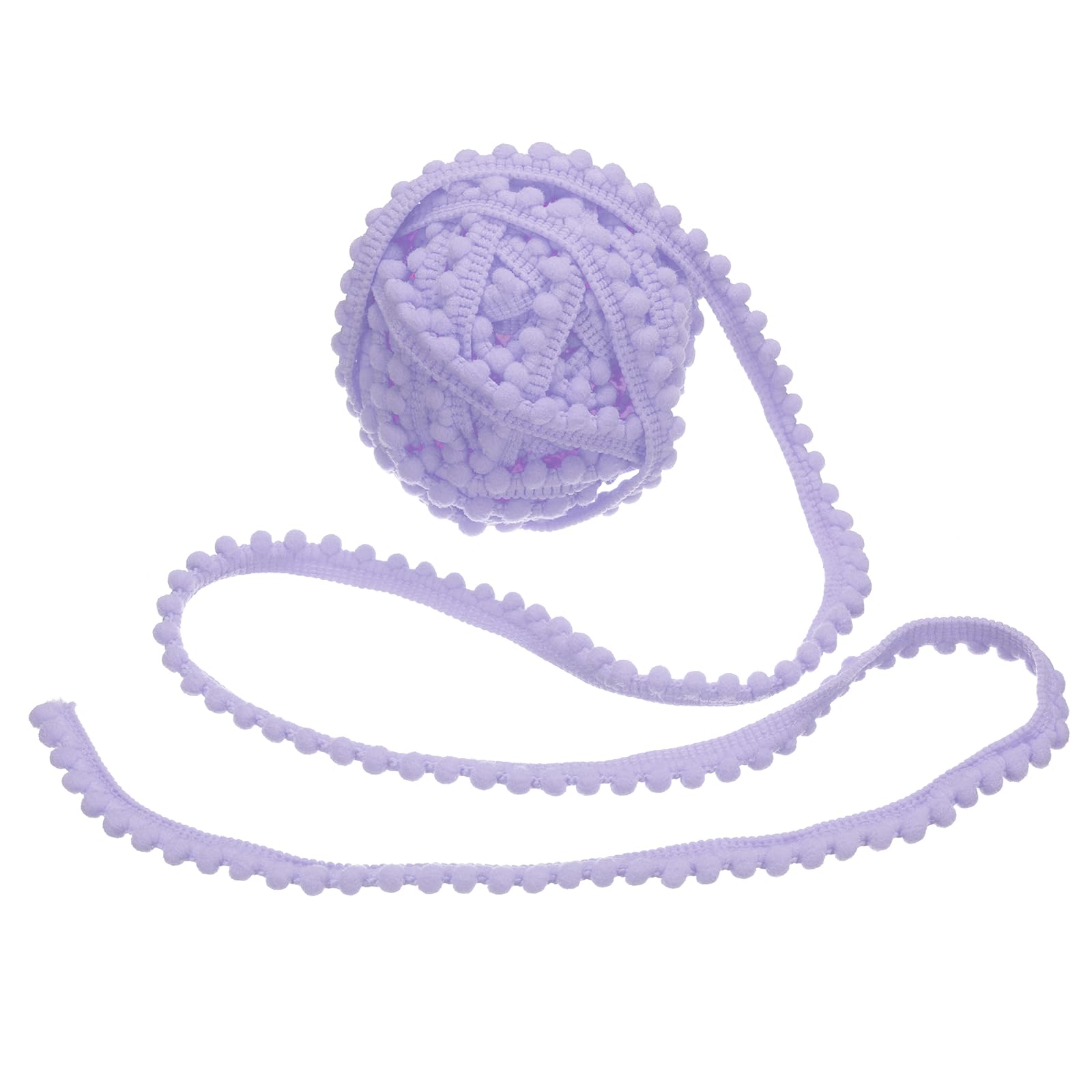 sourcing map 8 Yards Pom Trim Ribbon, 0.4" Wide Light Purple Pom Ball Fringe Trim Sewing Fringe Fabric Ribbon for DIY Crafts Curtain Clothes Pillow Home Decoration, 5mm