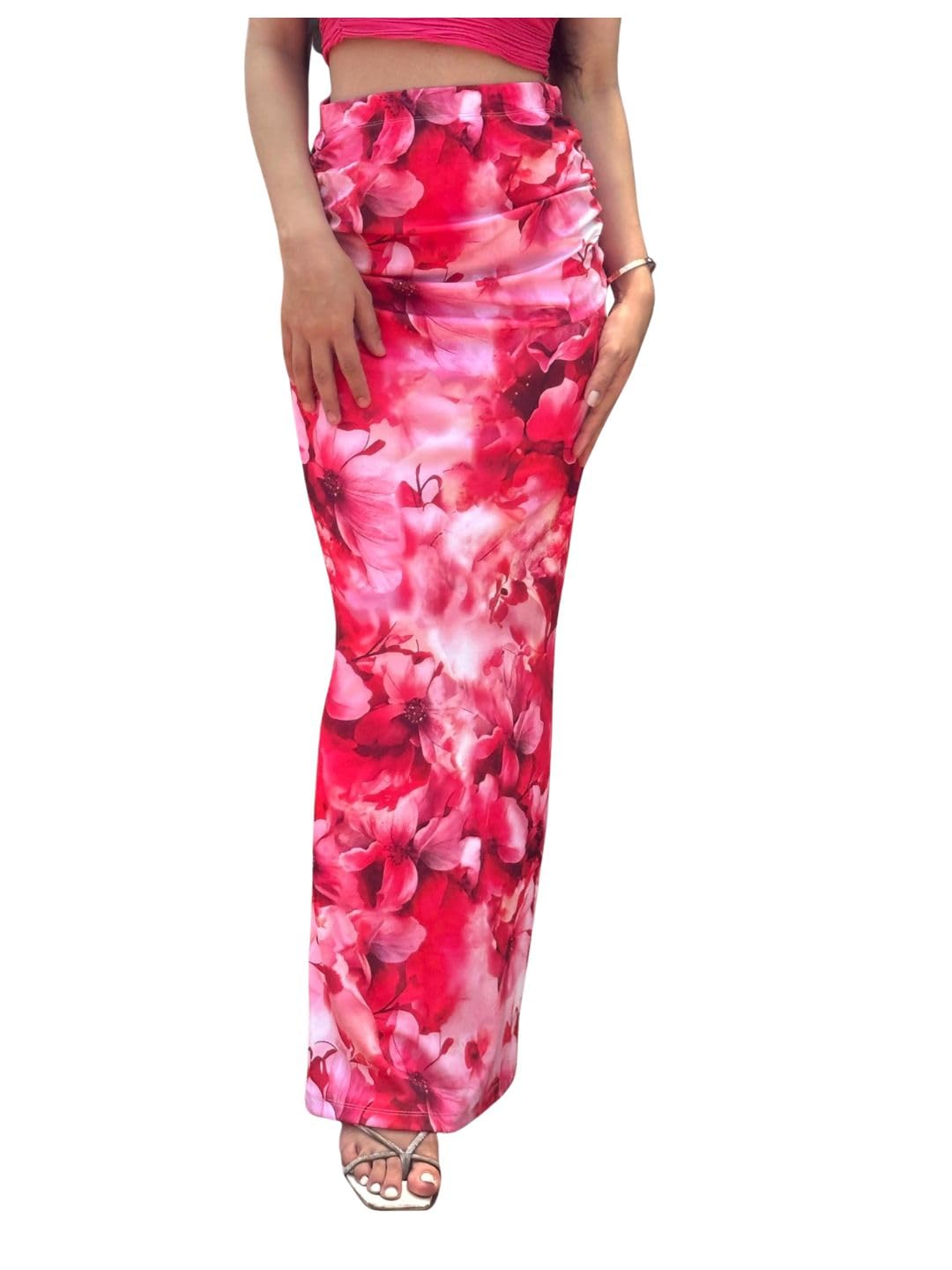 tandul Women's Floral Print Multicolor Cotton Blend Skirt Gathered - for Women - Soft & Breathable Fabric & Comfortable Outfits for Office, Casual, Festive & Party (11317)-picture-19