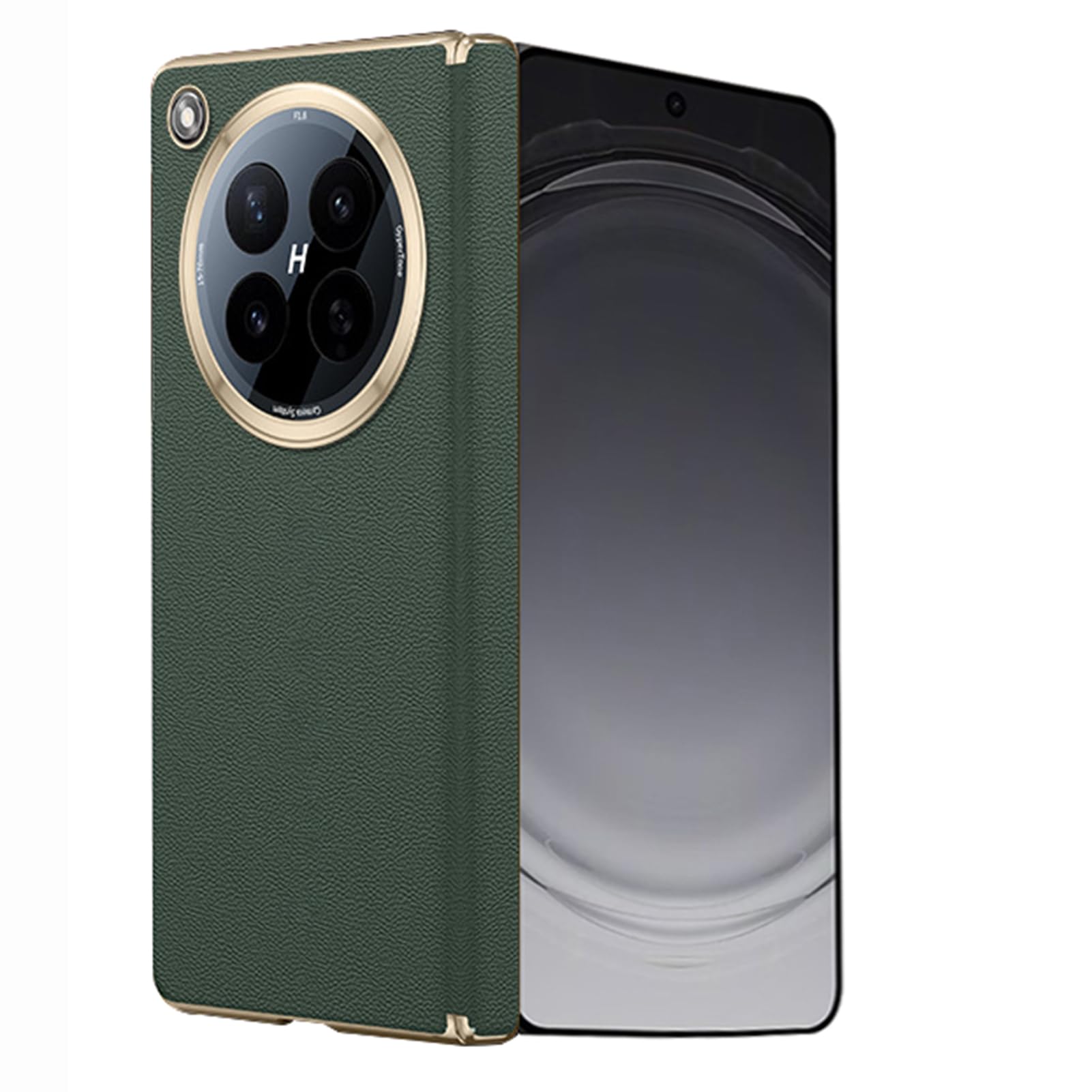 LUOTANL Magnetic Case for Oppo Find N6, Support Wireless Charging Leather Cover Hinge Shockproof Electroplated Gold Edge Cases,Green,N6