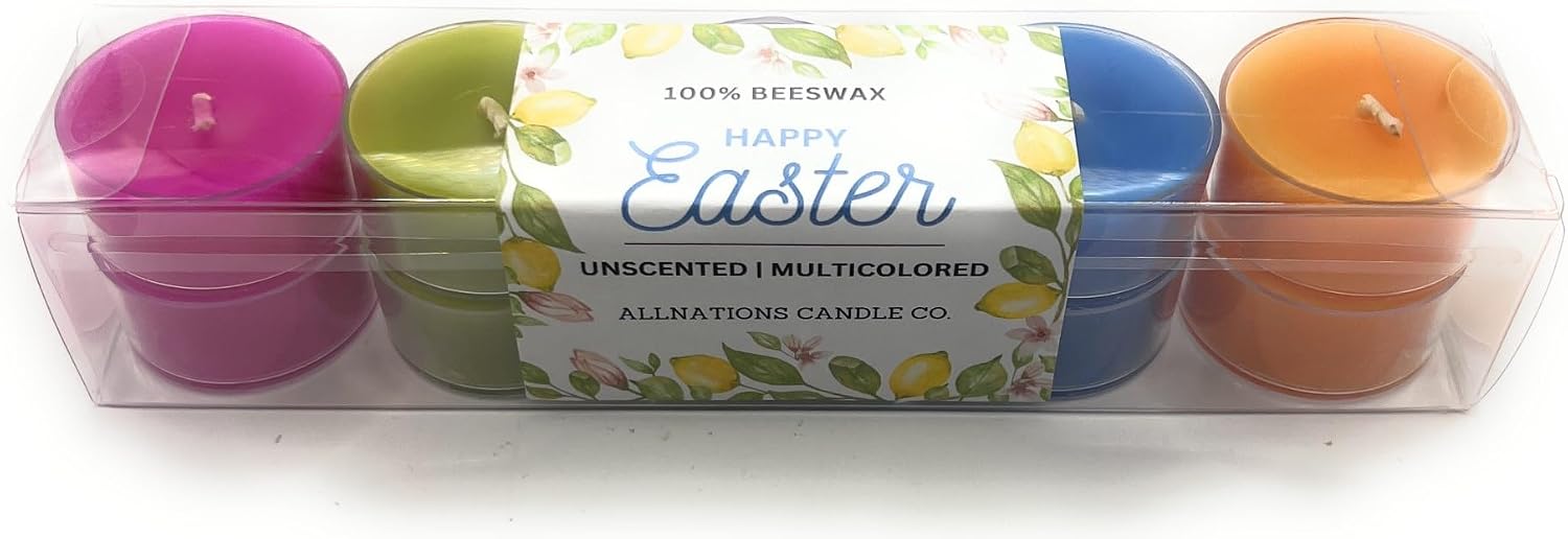 Allnations Candle Co. 100% Beeswax Colored Tealight Candles. Home, Mother’s Day, Rituals, Prayer, Party, Room Table Decoration - Unscented - Smokeless -10pcs (Green)