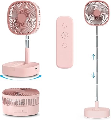 Miniatura 1 de Magesh Ventilador de pedestal oscilante portátil y remoto, rotación de 120, ventilador plegable 3 en 1, ventilador de escritorio, antideslizante