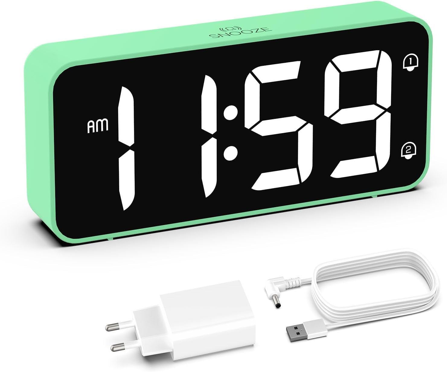 HOMVILLA Digital Alarm Clock with included USB cable and power adapter