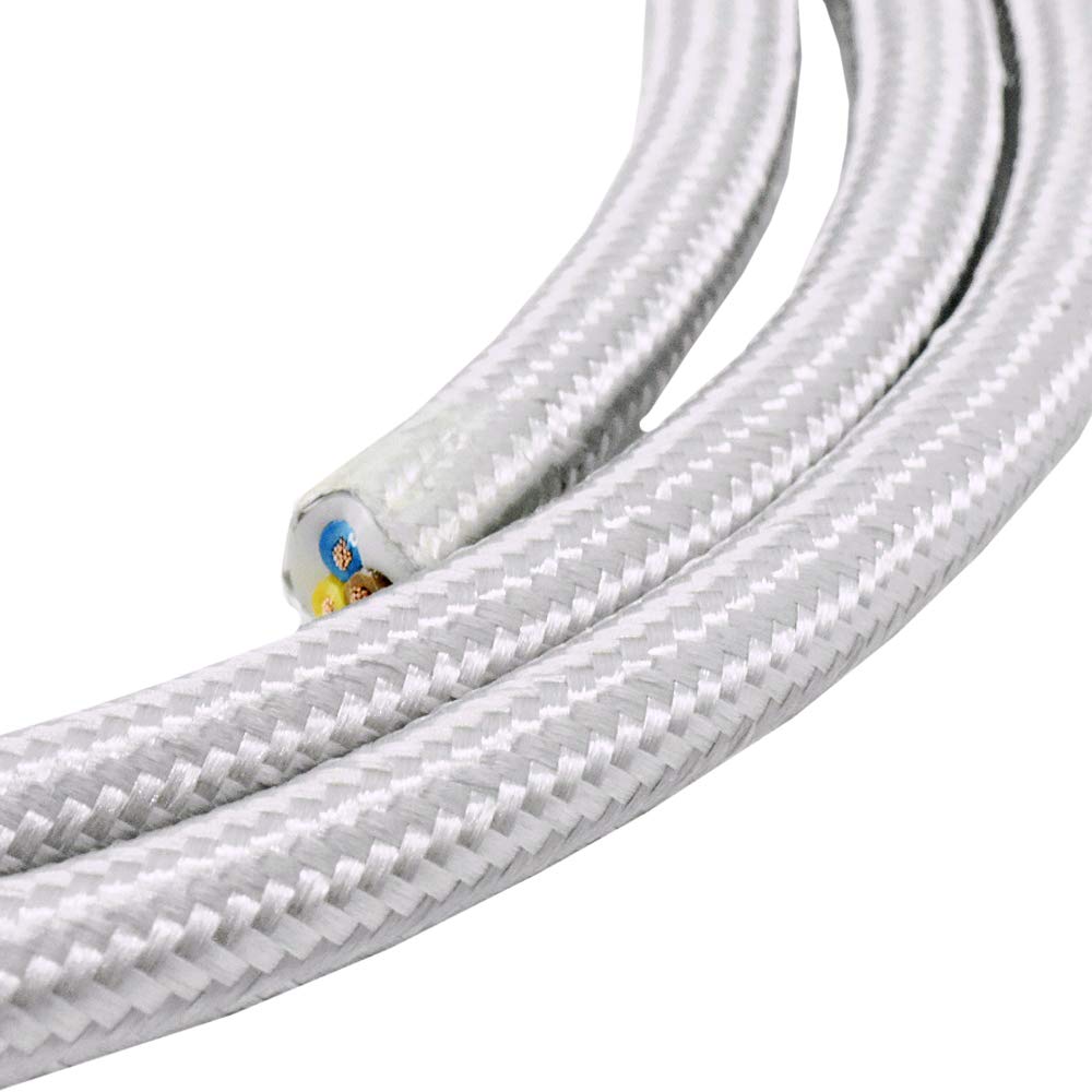 10 M Stoffkabel Silber – 3x0,75 Qmm, 3-adrig, Umsponnen, Für Lampen & Leuchten
