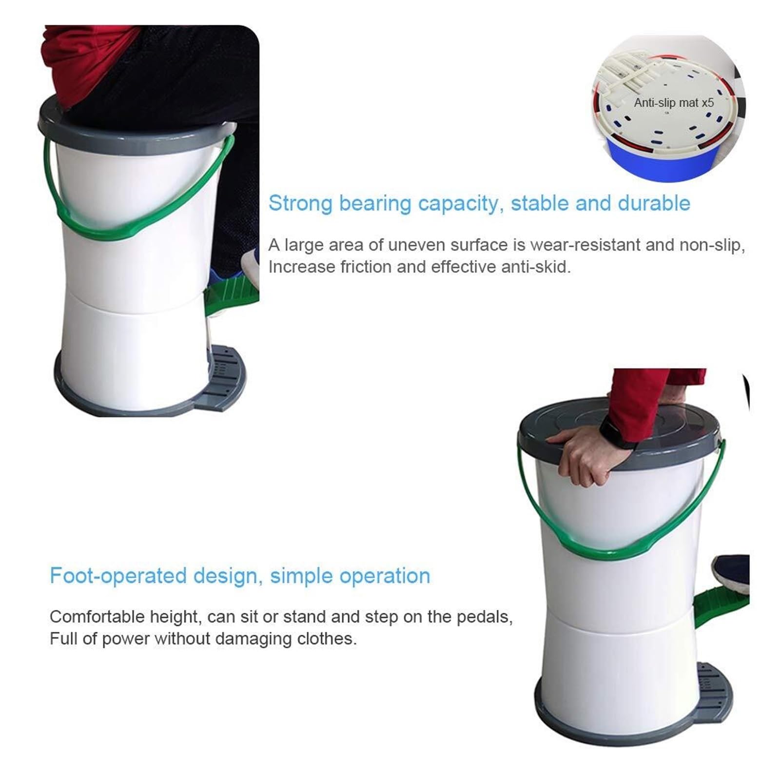 14L Portable Manual Washing Machine, Non-Electric Foot Pedal Operated Washer for Delicates, Compact Freestanding Design in Blue : Appliances
