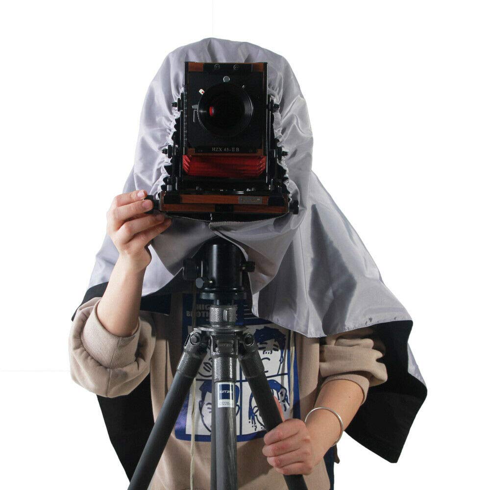 Velo de enfoque profesional de tela oscura de plata y negro para la protección de la luz en el cristal de visión (esmerilado) de dormitorio gran formato 4x5 (4x5 plateado)