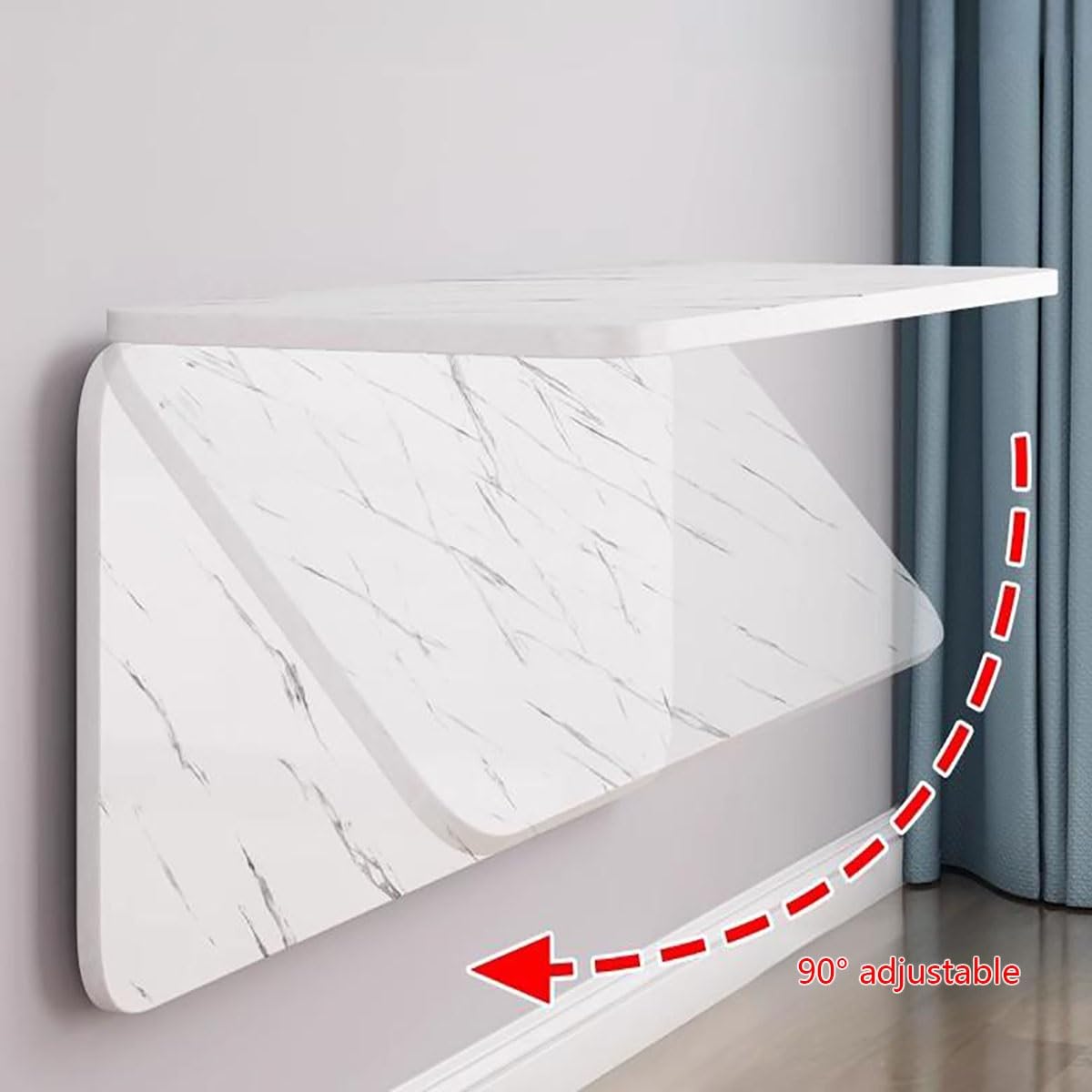 Klappbarer Wand-Tisch, platzsparend, Wäsche- und Schreibtisch, strapazierfähig, schwebendes Regal, kompaktes zusammenklappbares Design, Braun, 60 x 30 cm