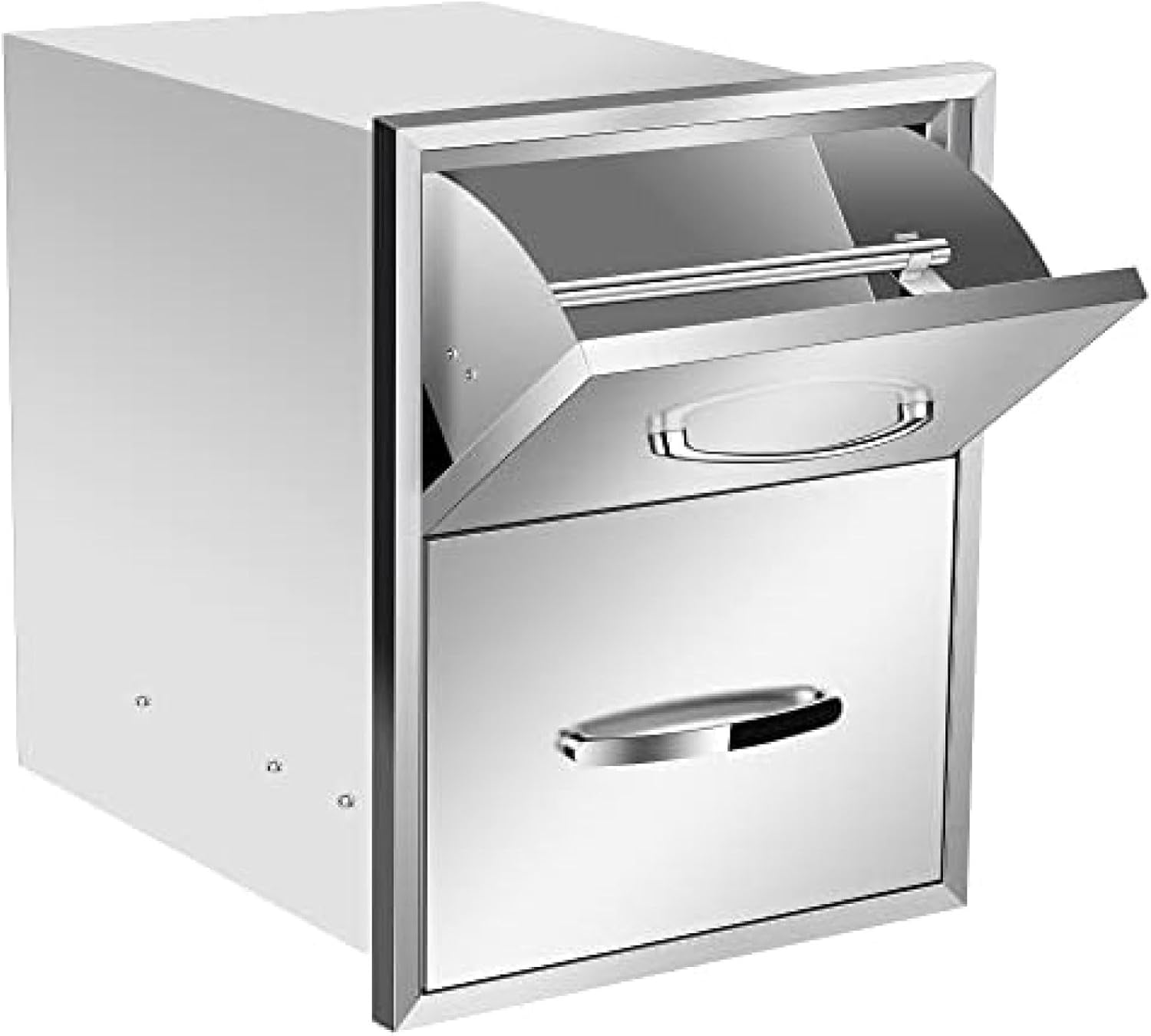 Outdoor Kitchen Drawer BBQ Drawer Outdoor Kitchen Access Drawers Horizontal- Stainless Steel Double Drawers for Outdoor Kitchen Grilling Station Or BBQ Island,16Wx20Dx20H