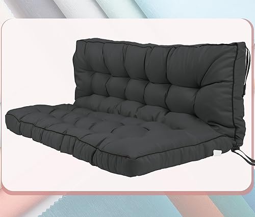 Miniatura 16 de Cojín para columpio de 2-3 plazas, cojines para exteriores con respaldo grueso de 4 pulgadas, almohadilla antidecoloración impermeable para jardín,