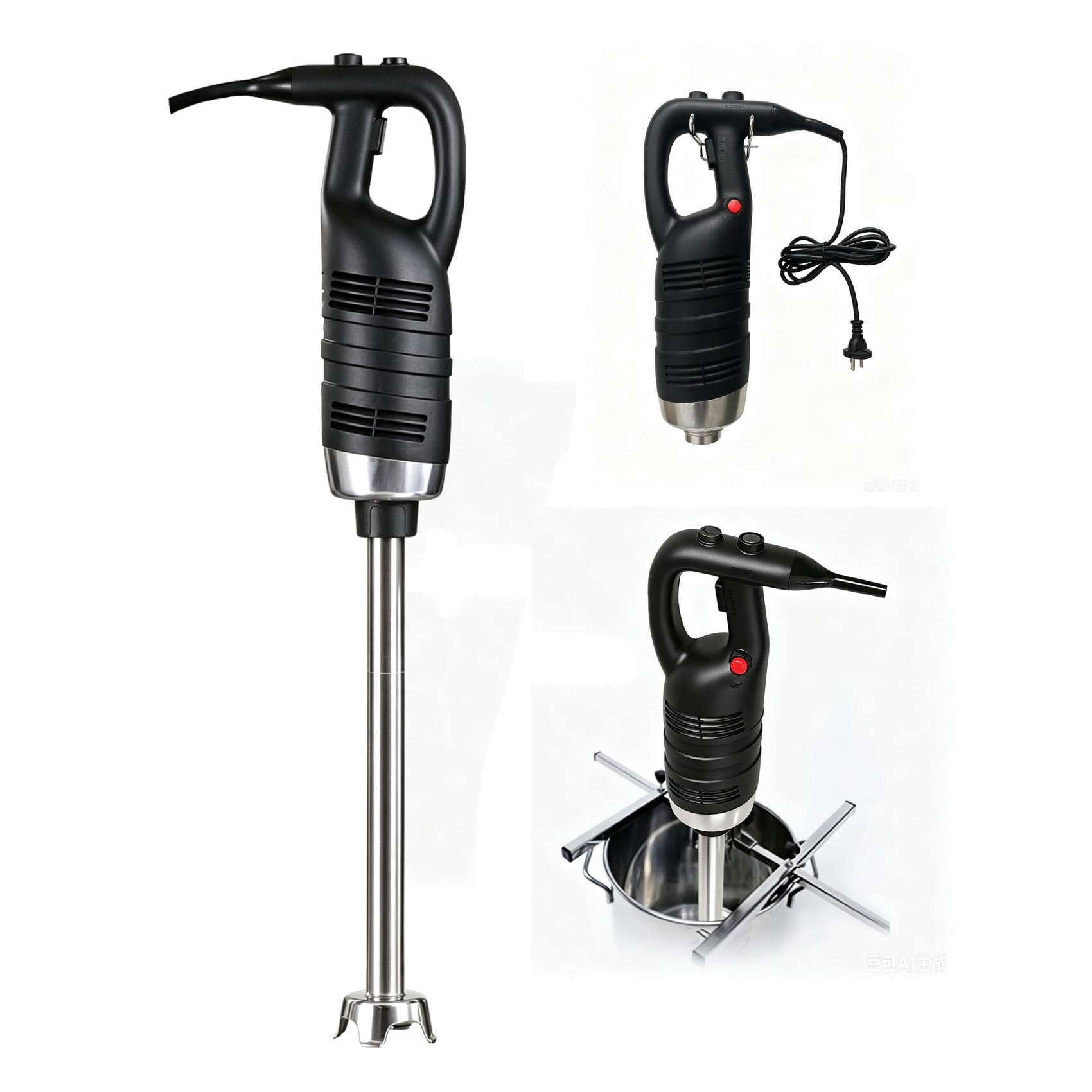 blender ręczny 850 W, 850 W, do zanurzania komercyjnego, wytrzymały, 56 cm, zmienna prędkość, łącznie ze stałym uchwytem na zupę, smoothie, puree, żywność