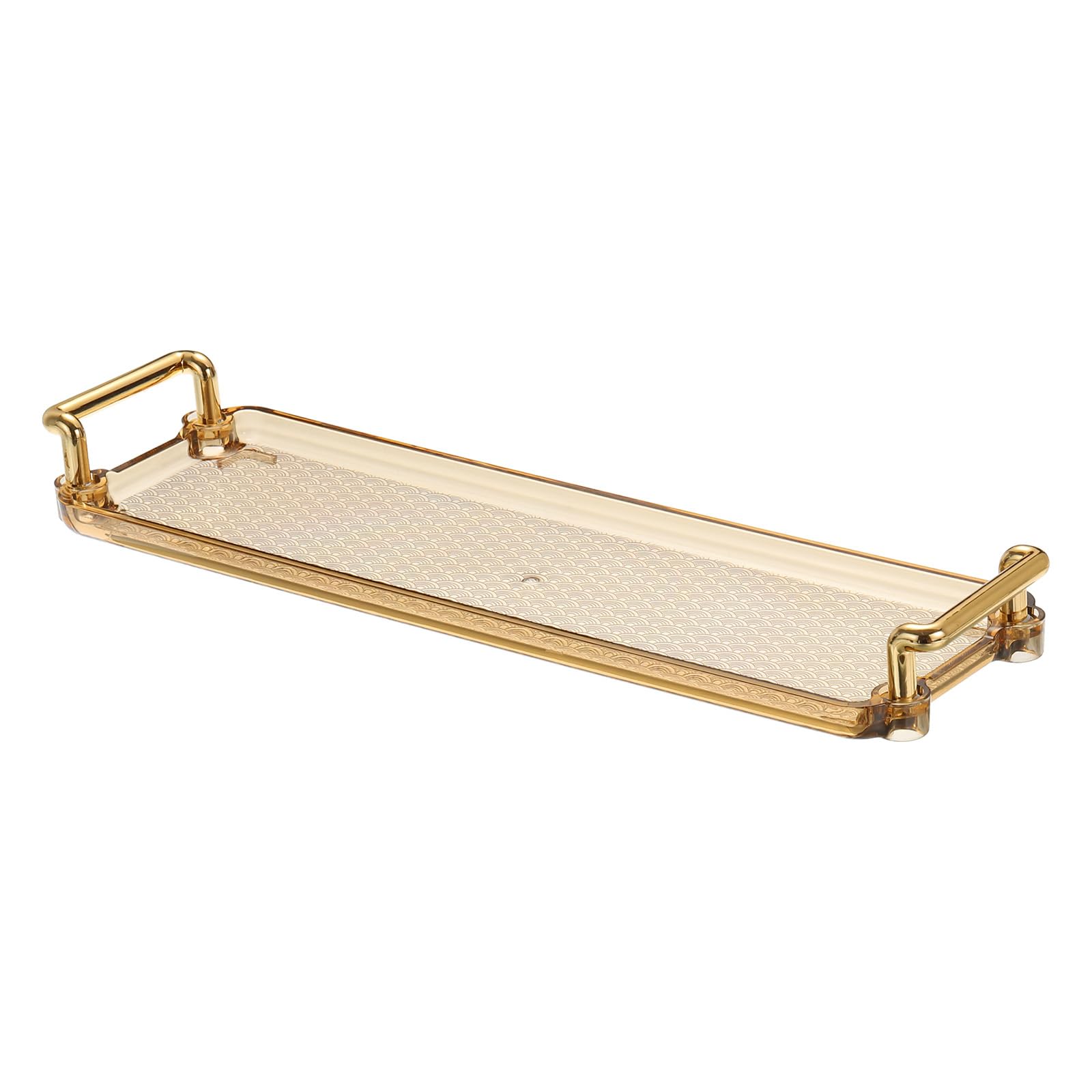PATIKIL Plastic Serving Tray with Golden Handle