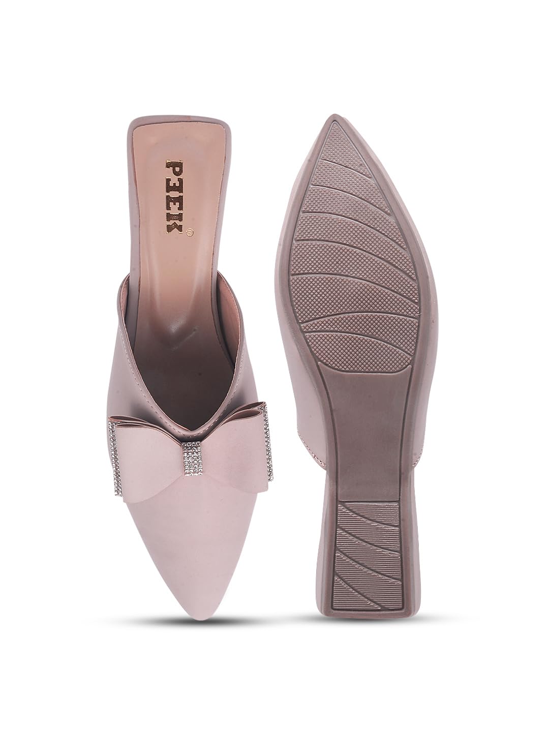 bow women solid pointed toe mules