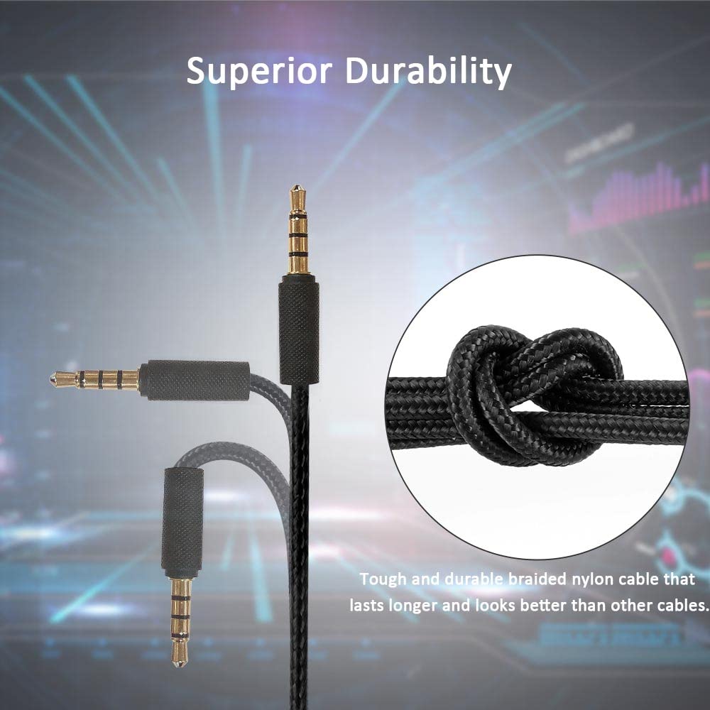 QJYTH Cordon de rechange compatible avec casque Logitech G Pro X 2 / G Pro X/GPro / G433 / G233, câble audio avec contrôle du volume et sourdine en ligne compatible avec manette PS5/PS4 (2 m)