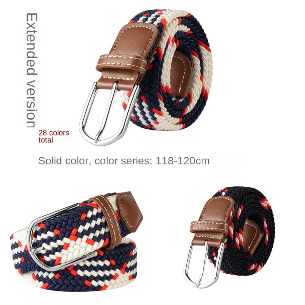 120 cm Unisex-Gürtel aus elastischem Stoff, lässig, Dornschließe, erweiterbar, geflochten, Stretch-Canvas, schlicht und stilvoll, Freizeitgürtel für Herren und Damen