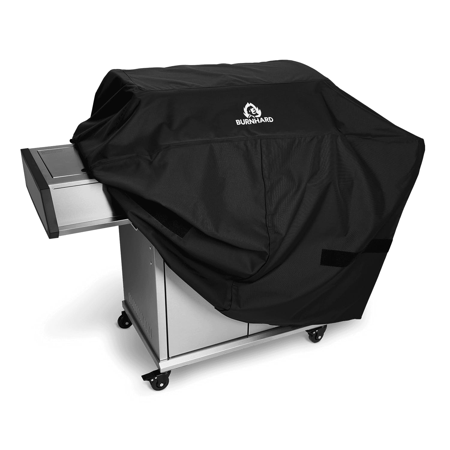 BURNHARD® Grill-Abdeckhaube, wetterfest | UV-beständiges Polyester, PVC-Beschichtung, extra breite Klettverschlüsse, passgenau, leicht zu reinigen