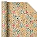 WRAPAHOLIC Kraft Floral Wrapping Paper Roll - Mini Roll - 17 Inch x 9.8 Feet - Spring Summer Garden Flower Design Perfect for Wedding, Bridal Shower, Birthday