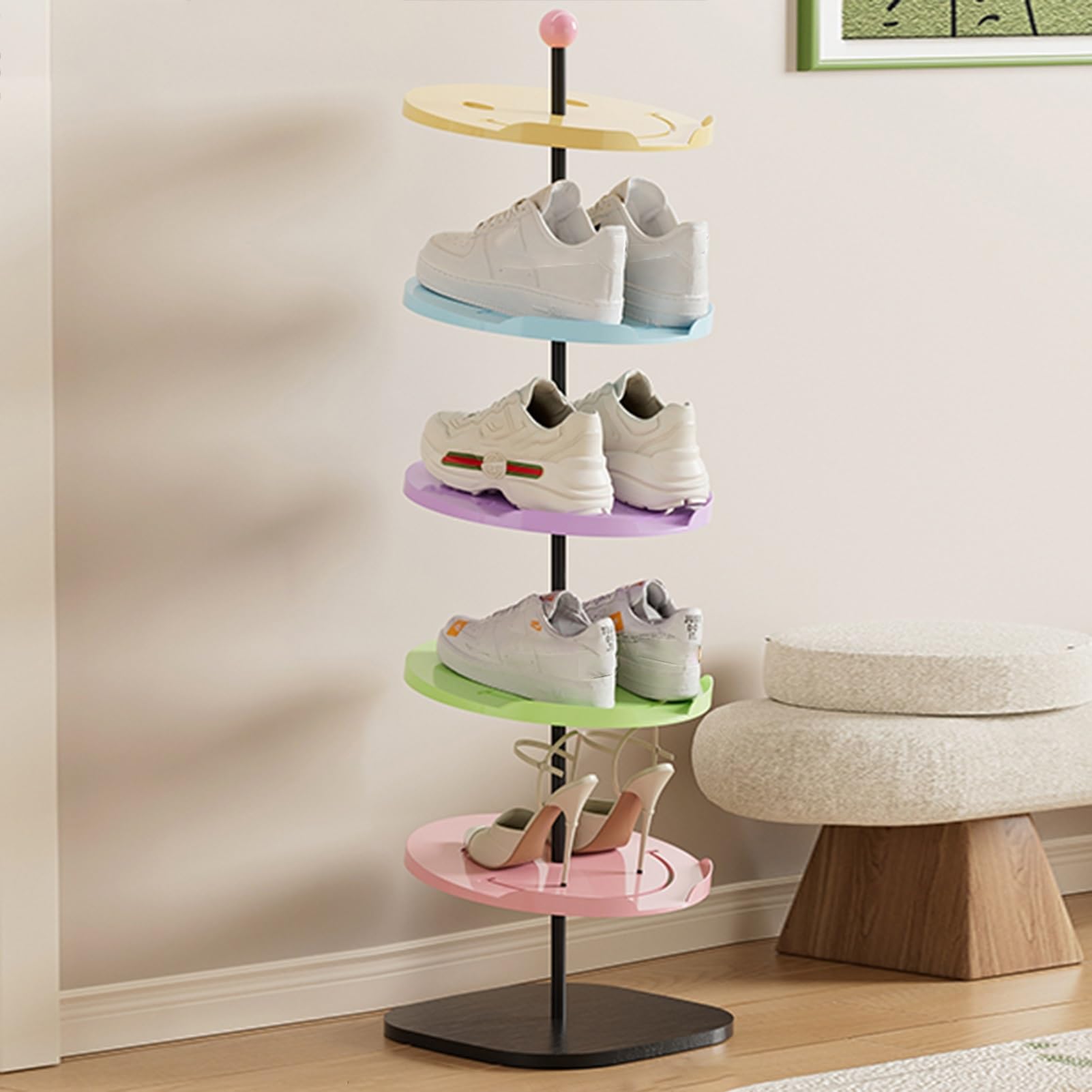 POLGDW Vertical Narrow Shoe Rack nizer 3 4 5 Tier Storage for Boots Sneakers Heels Perfect for Small Spaces Entryways Bedrooms Living Rooms Pink 111cm 43.7in