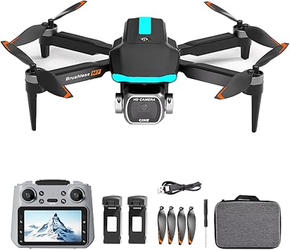 Drone with Camera for Adults, 4.5" Screen on Controller, Brushless Motor