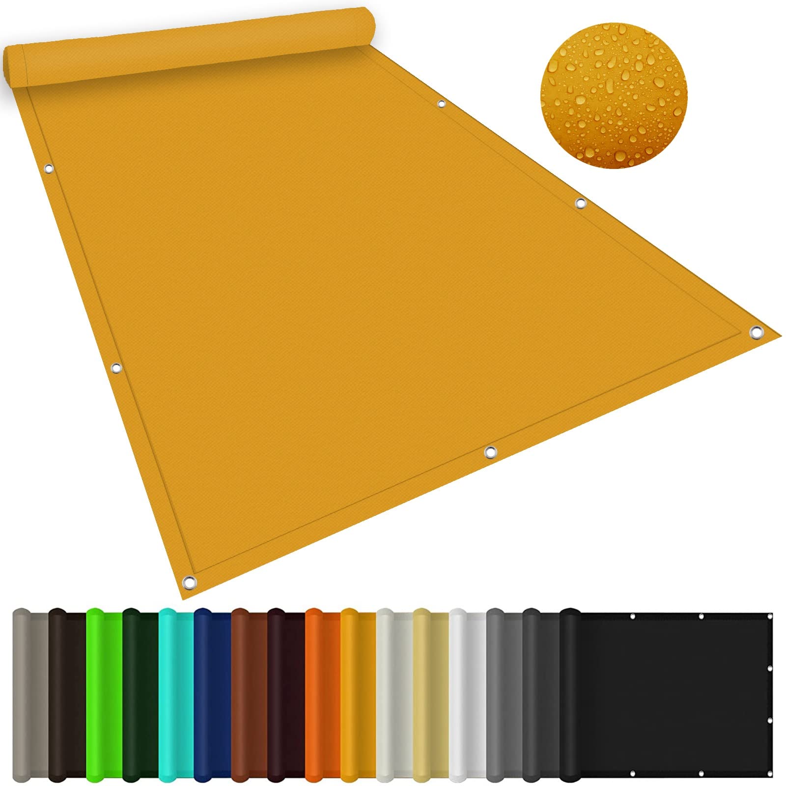 Bâche d'ombrage anti-UV avec auvent imperméable jaune 1.4x2m