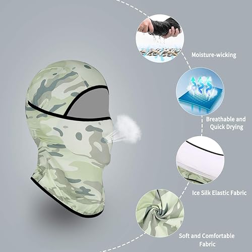 Miniatura 39 de Achiou - Pasamontañas con protección UV, seda de hielo, para hombres y mujeres, capucha para ciclismo, escalar, correr Negro,Negro