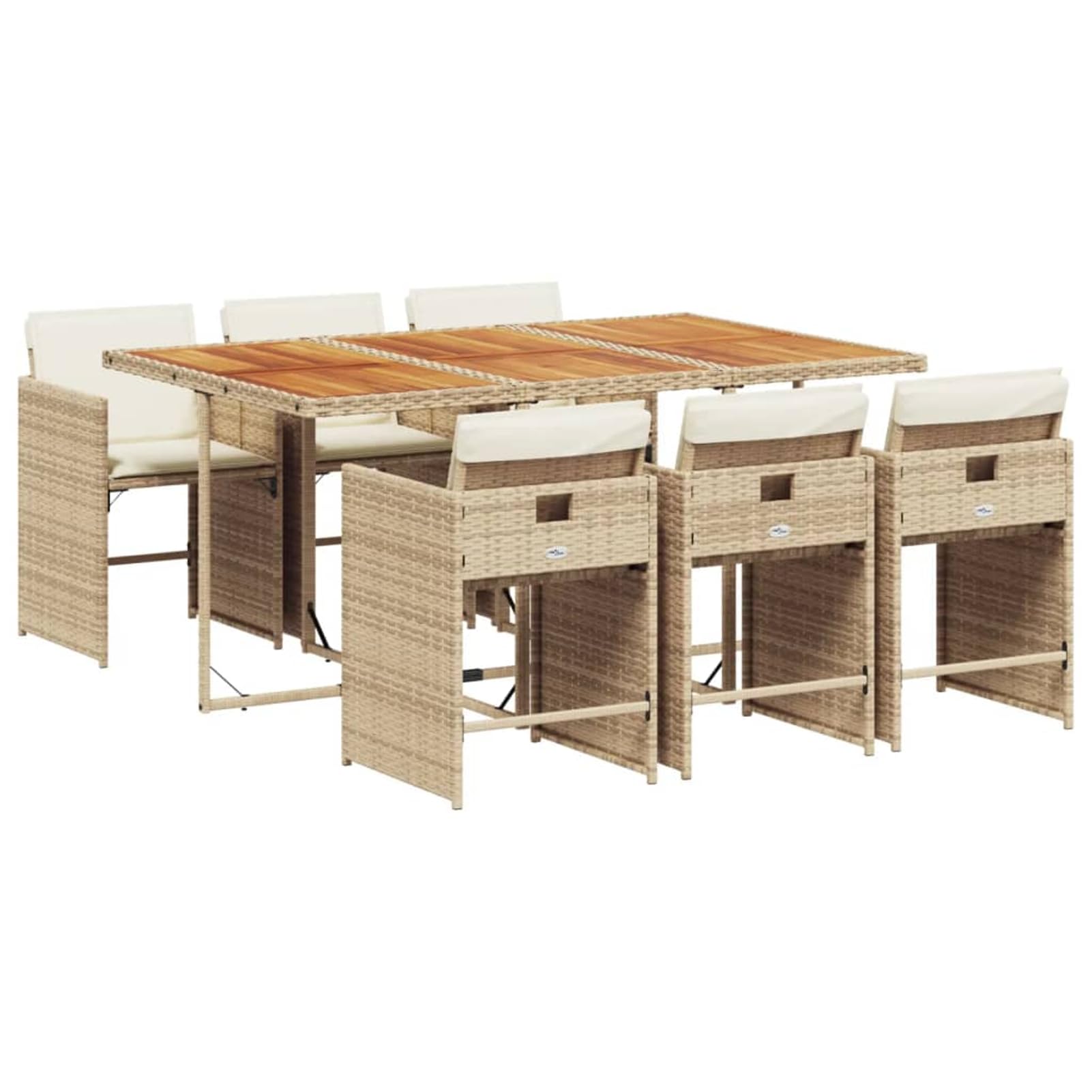 Set da Pranzo da Giardino 7 pz, Sedie con Cuscini in Polyrattan, Tavolo e Sedie Pieghevoli per Pranzo all'Aperto, Arredo da Esterno, Mobili da Giardino, Set da Esterno, Spazio Salvaspazio, Comfort Sed