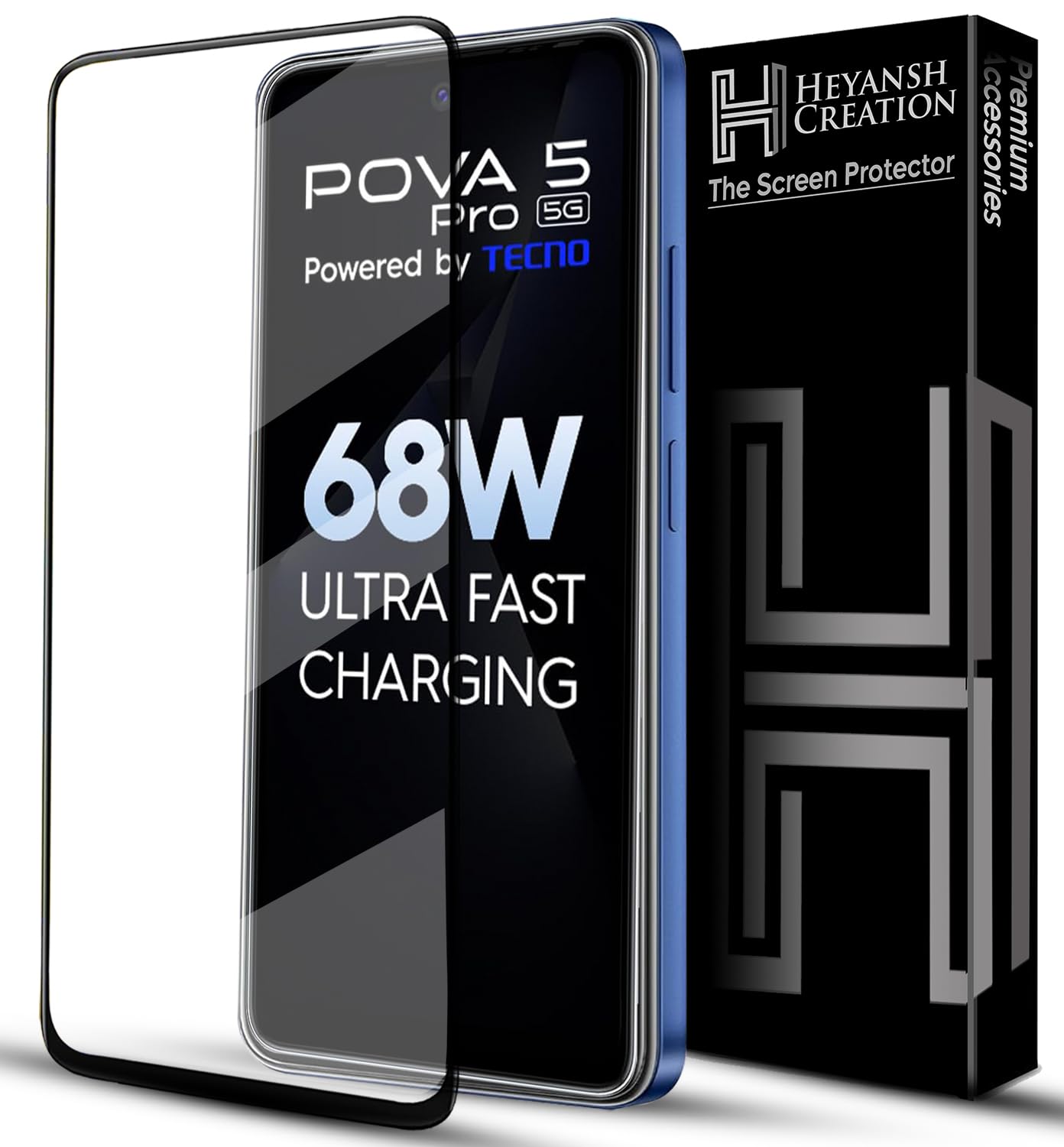 HEYANSH CREATION Tempered Glass Screen Protector Compatible For Tecno Pova 5 Pro 5G Cellphone With Edge To Edge Coverage And Easy Installation Kit,Pack Of 1 (Tecno Pova 5 Pro 5G) (B0CV9Z7C3D) Amazon Price History, Amazon Price Tracker