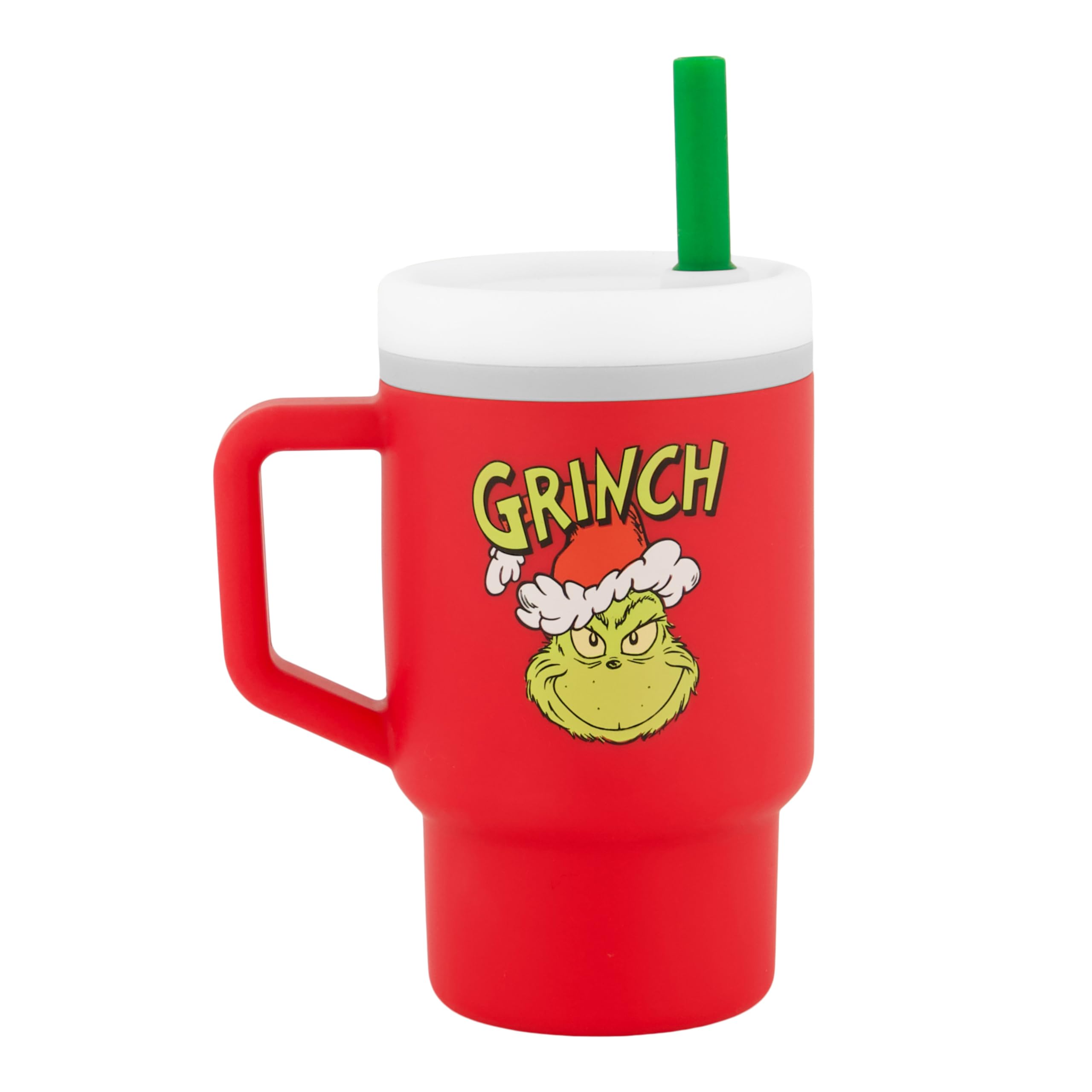 Infantino My 1st Tumbler, Silicone Sippy Cup with Straw & Handle, Spill-Resistant Baby Cup for On-the-Go, BPA-Free Transition Bottle, Grinch Red