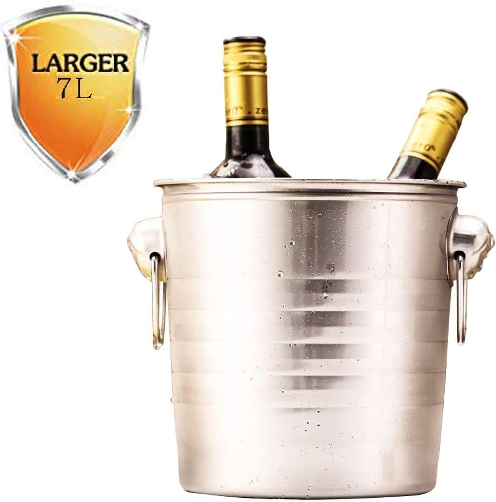 ice Bucket Bucket Stainless Steel Ice Buckets with Tongs,Double Wall ice Bucket,Wine Ice Buckets for Paties and Bar,Outdoor (Size : 3L) ()