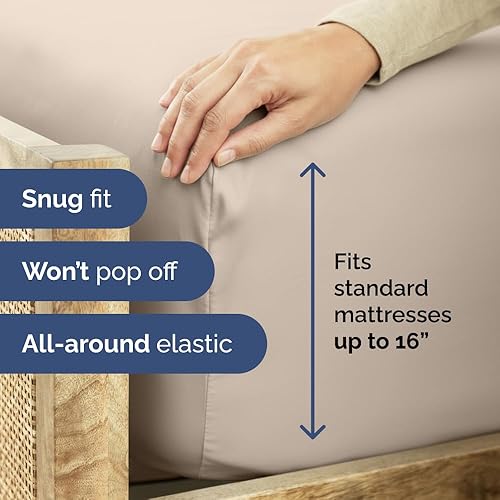 Miniatura 180 de King Fitted Bed Sheet - Bottom Single Fitted Sheet Only - Ultra-Soft Hotel Luxury Bedding w/ 8-16 Inch Deep Pockets - Breathable, Cooling & Wrinkle