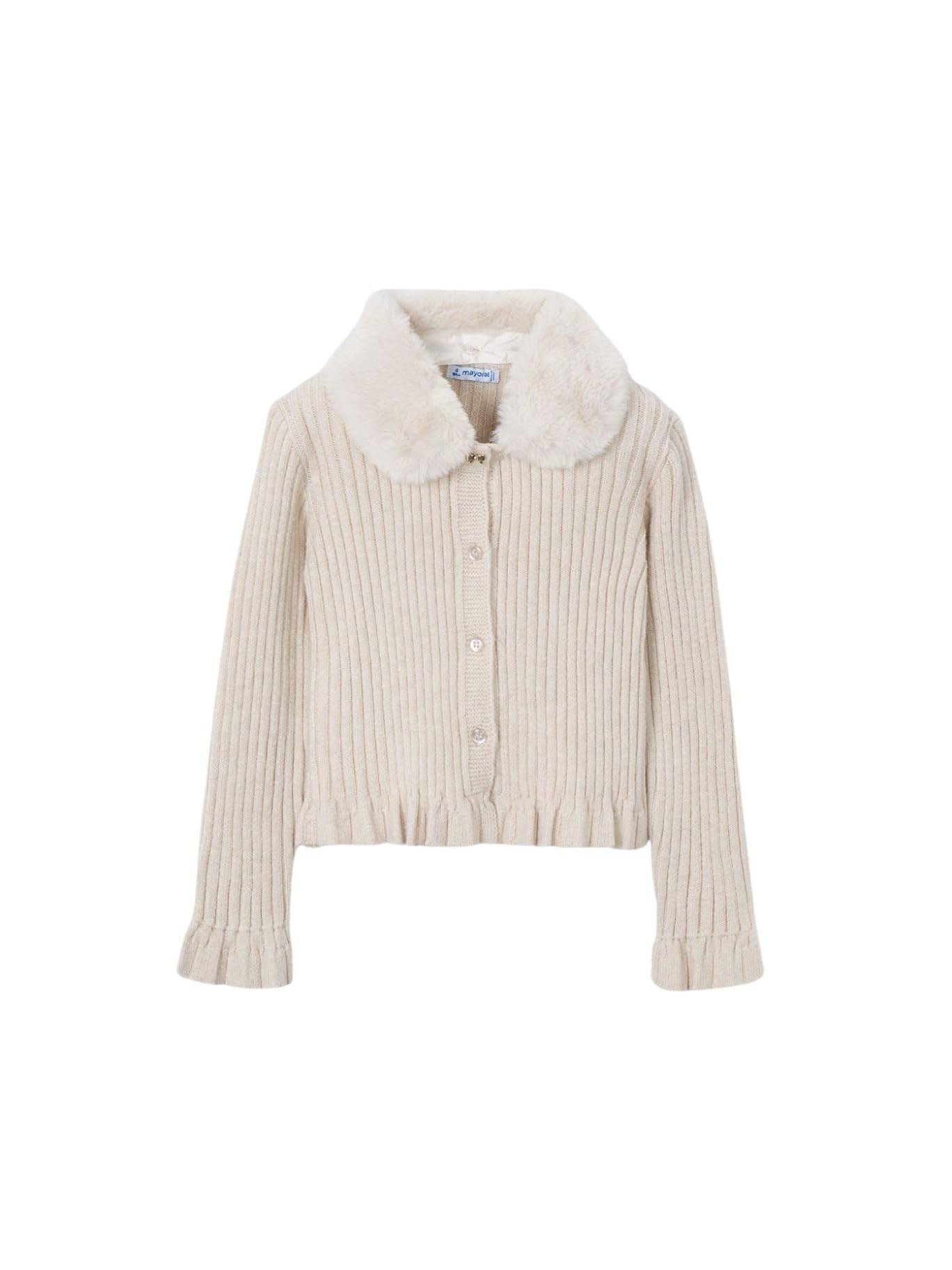 Mayoral Cardigan Tricot Colletto pell per Bambine e Ragazze Sabbia