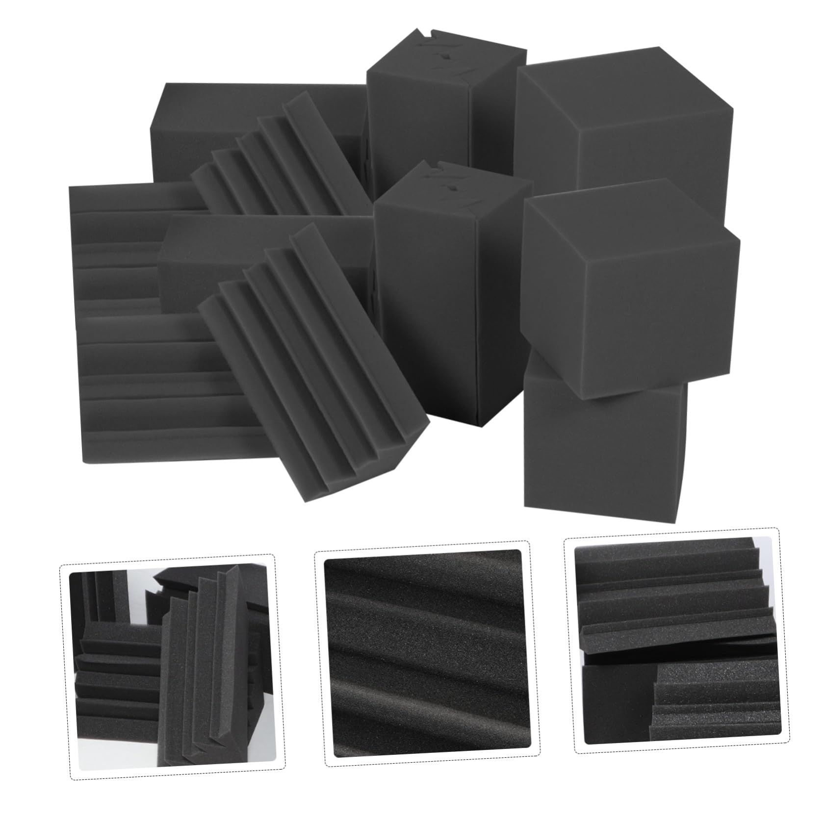 Paneles Acústicos de Trampa de Graves para Estudio y Cine Profesional, Espuma Negra en Forma de Pirámide para Absorción y Reducción de Ruido
