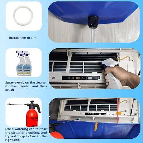 Miniatura 6 de EMVANV Kit de limpieza de aire acondicionado dividido a prueba de agua, para montar en la pared, cubierta limpia, bolsa de servicio para aire
