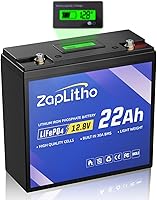 Vista 1 de Upgraded 12V 22Ah Lithium Battery LiFePO4, LCD Voltage Diaplay & 30A BMS, Deep Cycle Grade A Cells, Lightweight Lithium Iron Phosphate Battery for